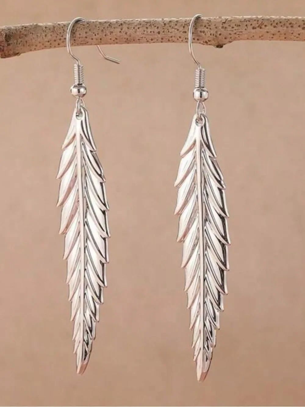 Silver Leaf Drop Earrings N1475